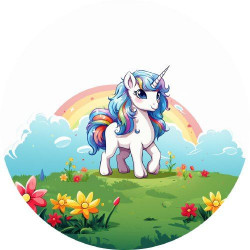 Essbares Papier Einhorn mit Regenbogen 19,5cm