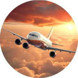 Essbares Papier Transport Flugzeug und Sonnenuntergang 19,5cm