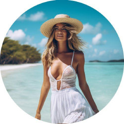 Essbares Papier Frau am Strand 19,5cm