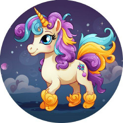 Essbares Papier Einhorn bei Nacht 19,5cm