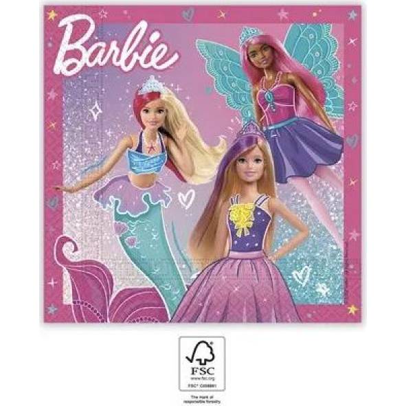 Papierservietten Barbie 33x33cm, 20St.