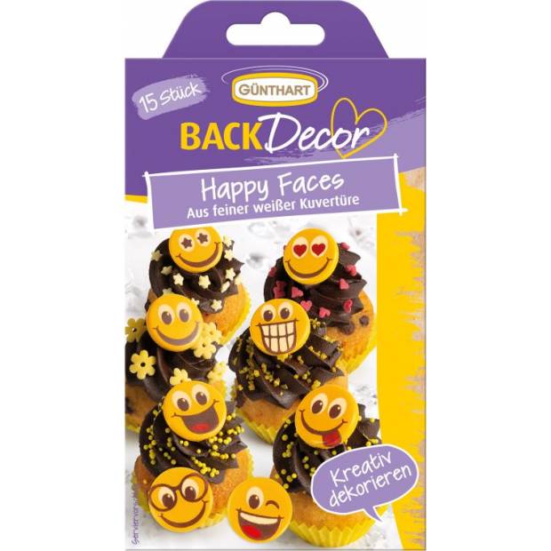 Schokoladendekoration Smileys, 15 Stk.