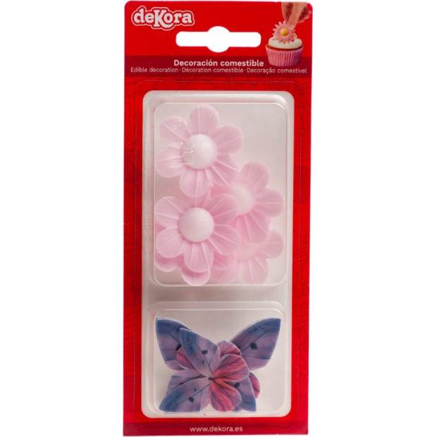 Essbare Dekorationen Schmetterlinge und Blumen