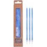 Kerzen lang marmoriert blau, 6St.