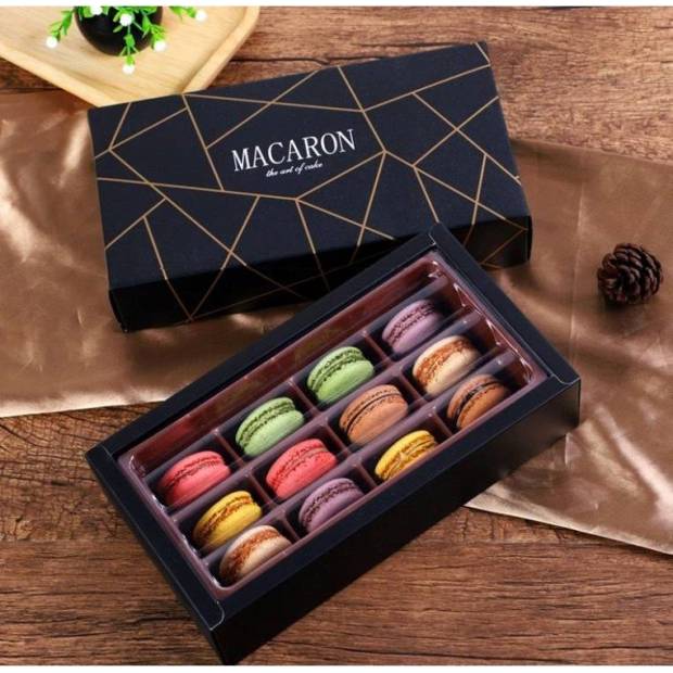 Makronenschachtel schwarz 23 x 12 x 6 cm (für 12 Stück)