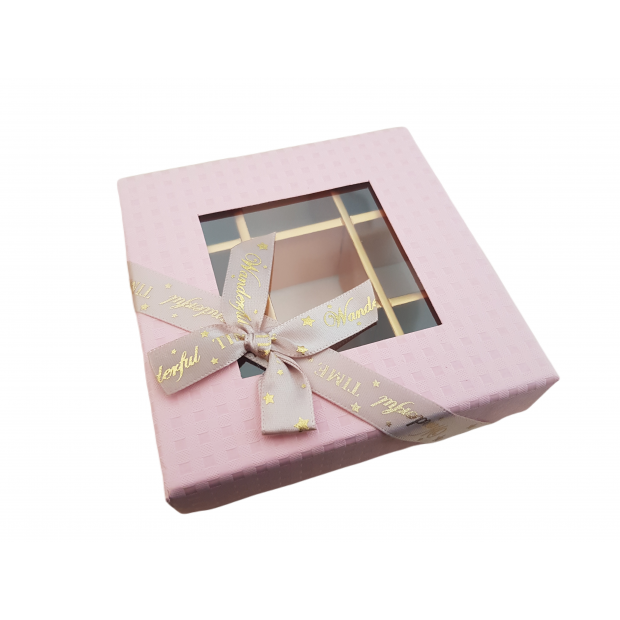 Schachtel für Pralinen 12x12x4cm 5Stück rosa
