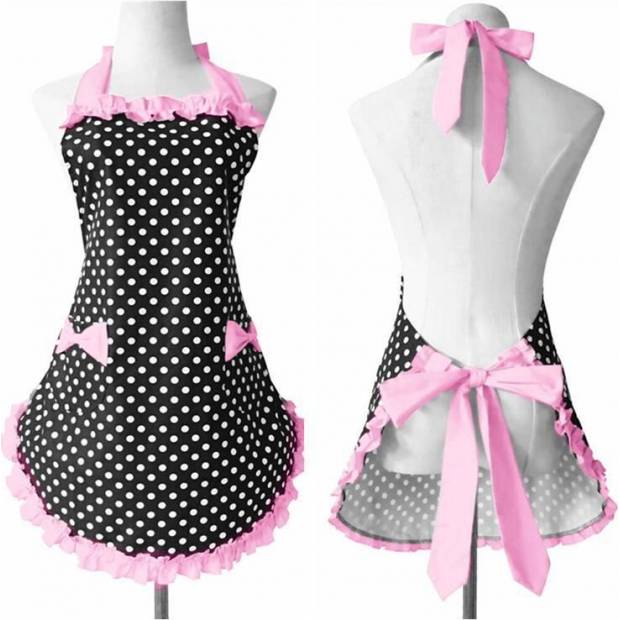 Küchen-Schürze schwarz-pink