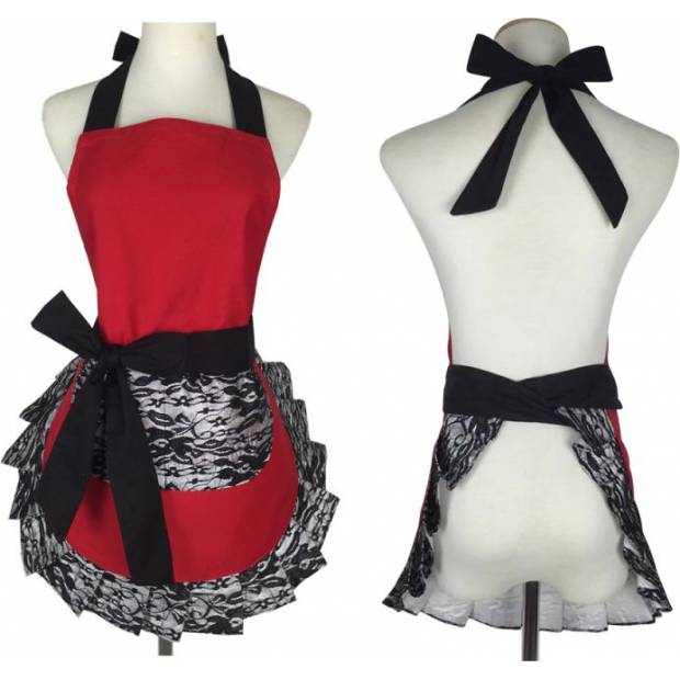 Küchenschürze schwarz rot