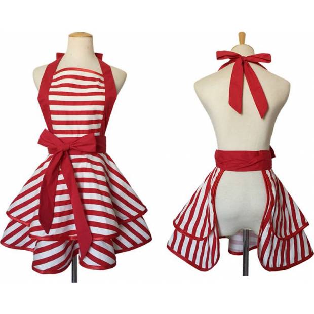 Küchenschürze mit roten Streifen