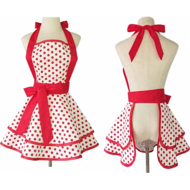 Küchenkittel mit roten Punkten