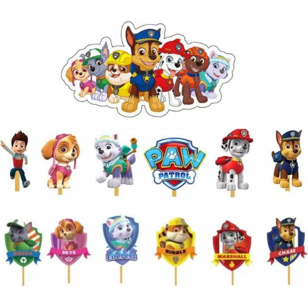 Inschieben in Torte und Muffins 13 Stück Paw Patrol