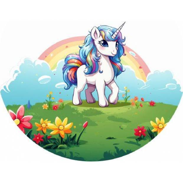 Essbares Papier Einhorn mit Regenbogen 19,5cm