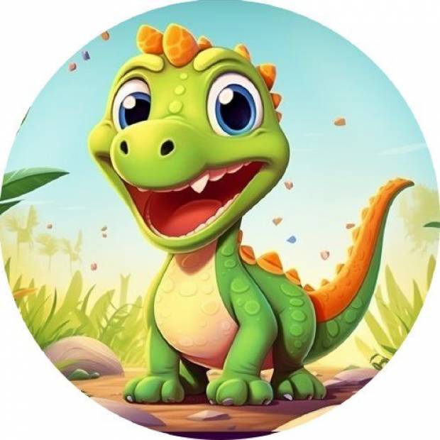 Essbares Dinospapier grün 19,5 cm