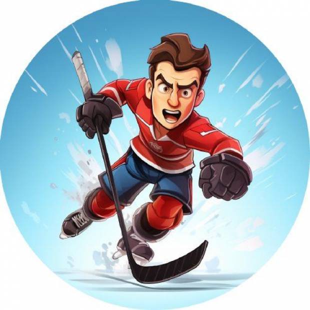 Essbarer Hockeyspieler aus Papier auf Karton 19,5cm