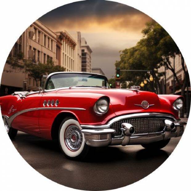 Essbares Papier Amerikanisches klassisches rotes Auto 19,5cm