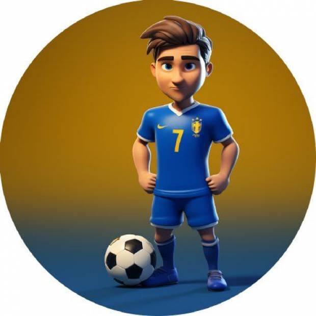 Essbares Papier Fußballspieler in blauem Trikot 19,5cm