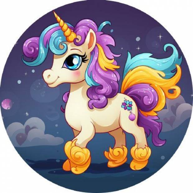 Essbares Papier Einhorn bei Nacht 19,5cm