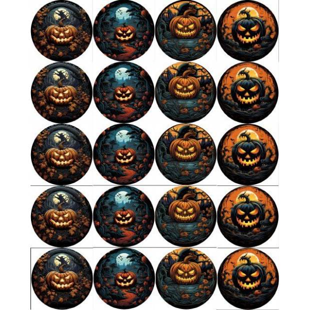 Essbares Papier zum Ausschneiden für Muffins Halloween-Kürbis-Mix 5cm