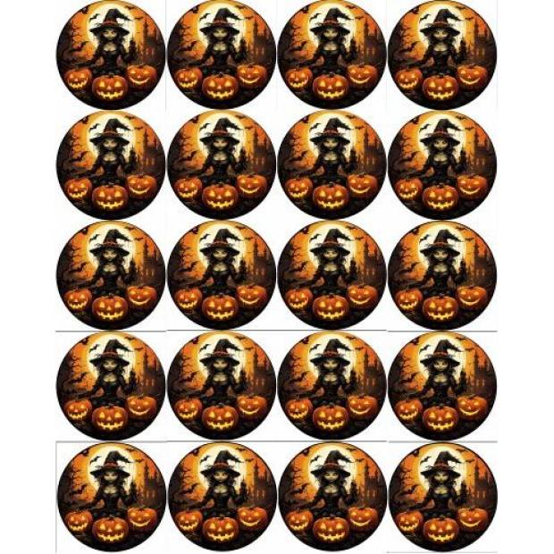 Essbares Papier zum Ausschneiden für Muffins Halloween-Hexe 5cm