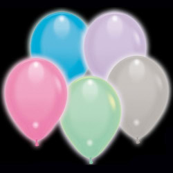Latex-LED-Ballons Pastellfarben, 5 Stück