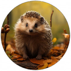 Essbarer Papier-Igel mit Blättern 19,5cm