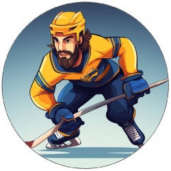 Essbares Papier Hockeyspieler in blau und gelb Trikot 19,5cm