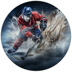 Essbarer Hockeyspieler aus Papier mit blauem Helm 19,5cm