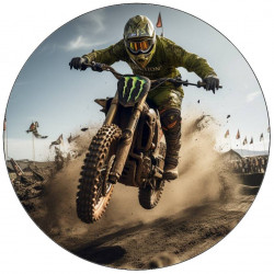 Essbares Papier Fahrer Motocross in grünem Trikot 19,5cm