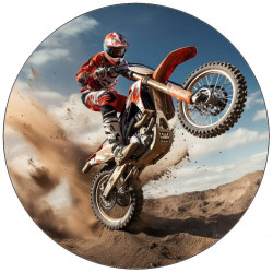 Essbares Papier Fahrer Motocross in roten Overall 19,5cm