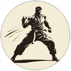 Essbares Papier Karate Spieler schwarz und weiß Bild 19,5cm
