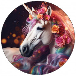 Essbares Papier Einhorn mit Blumen 19,5cm