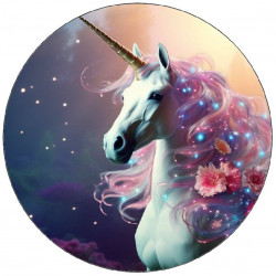 Essbares Papier Einhorn mit Blumen in der Mähne 19,5cm