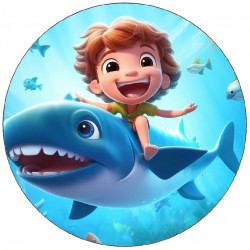 Essbarer Papierjunge mit Hai 19,5cm