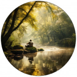 Essbarer Papierfischer auf großem Stein 19,5cm