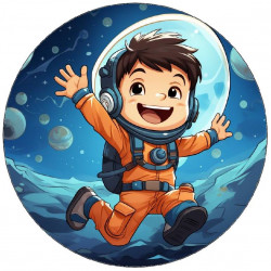 Essbares Papier kleiner Austronaut im Weltraum 19,5cm