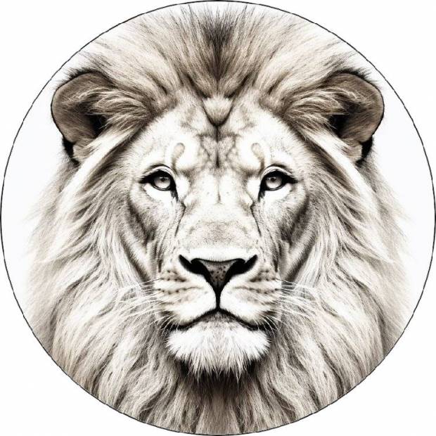 Essbares Papier Löwe schwarz und weiß 19,5cm