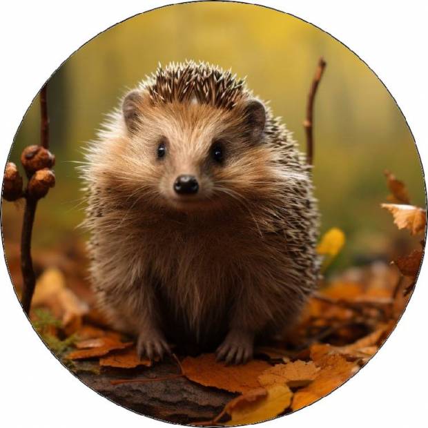 Essbarer Papier-Igel mit Blättern 19,5cm