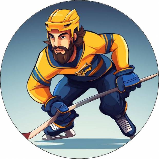 Essbares Papier Hockeyspieler in blau und gelb Trikot 19,5cm