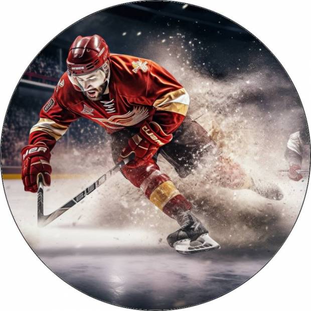 Essbarer Hockeyspieler aus Papier mit Hockeyschläger 19,5cm