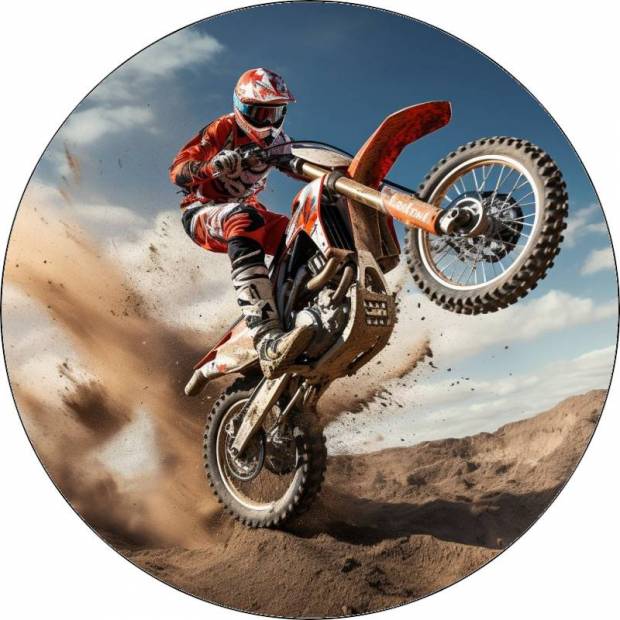 Essbares Papier Fahrer Motocross in roten Overall 19,5cm