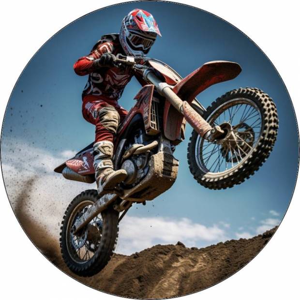 Essbares Papier Fahrer Motocross am Sprung 19,5cm
