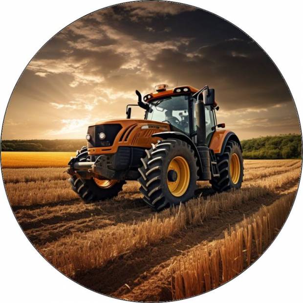 Essbarer Papiertraktor auf dem Feld gelb 19,5cm