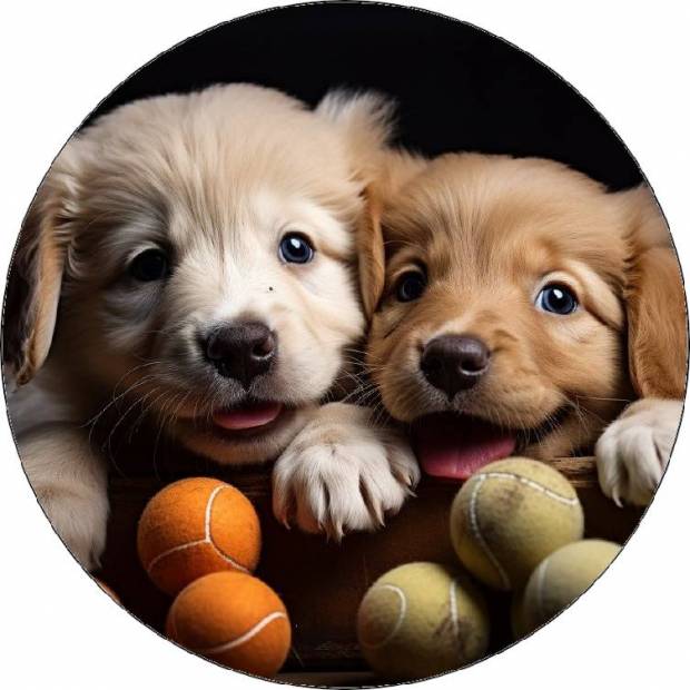 Essbare Papierhündchen mit Luftballons 19,5cm