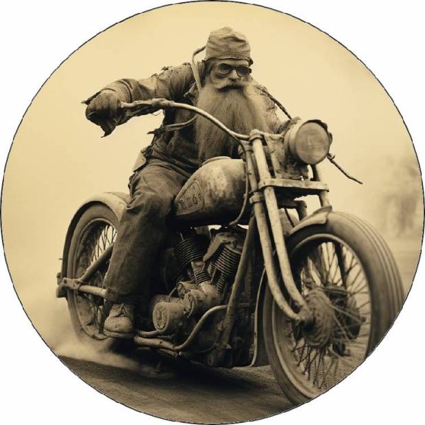 Essbares Papier Harley-Fahrer Retro-Foto 19,5 cm