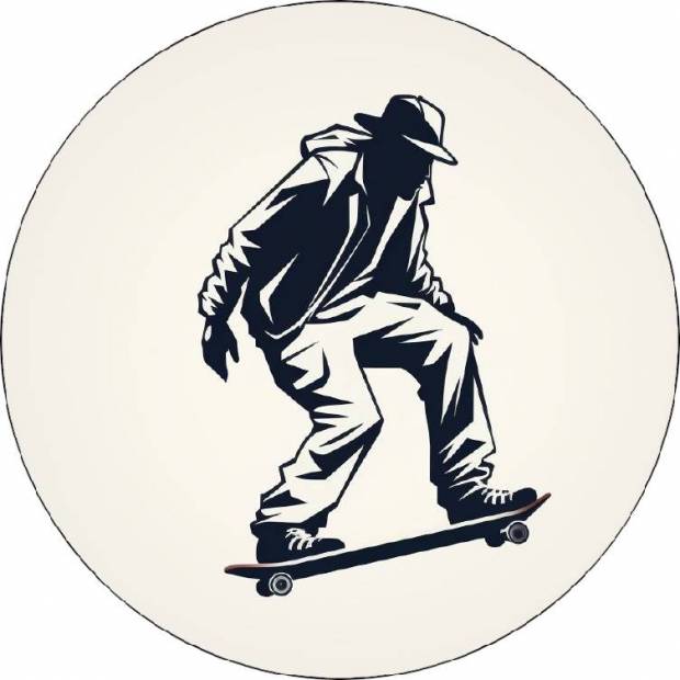 Essbares Papier Skateboarder schwarz und weiß 19,5cm