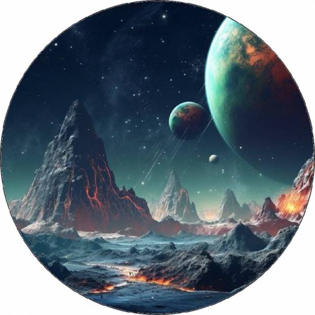 Essbarer Papierplanet mit Kratern 2 19,5cm