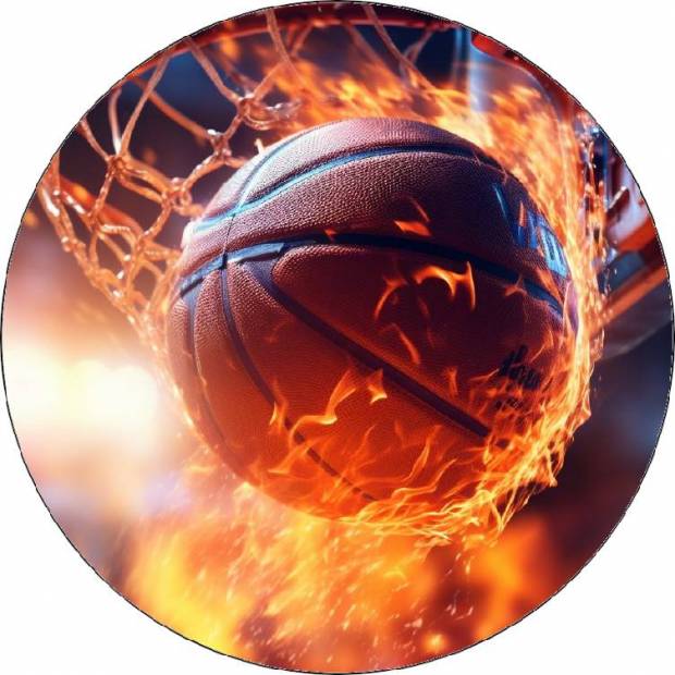 Essbarer Papier-Basketball im Korb 19,5cm