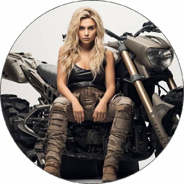 Essbares Papier Mädchen auf Motorrad 2 19,5cm