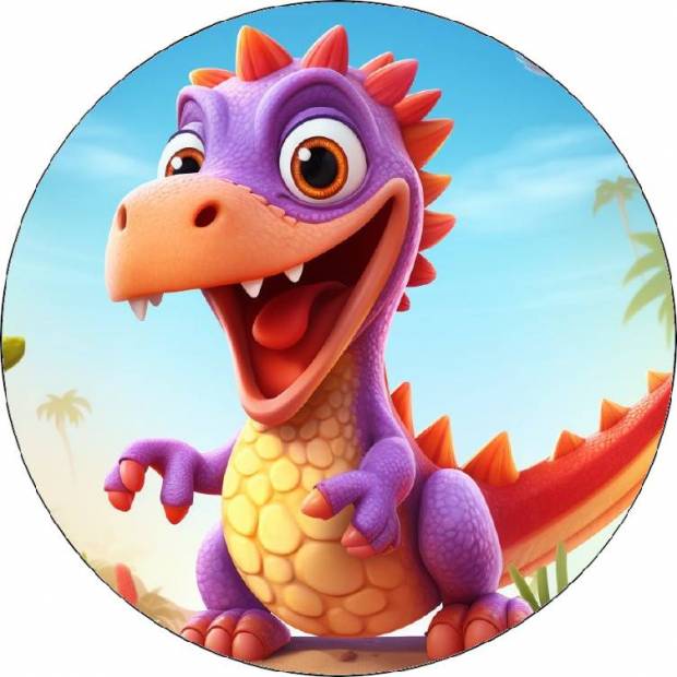 Essbarer Papier-Dinosaurier rosa 19,5cm