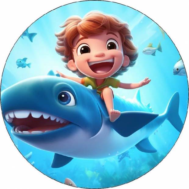 Essbarer Papierjunge mit Hai 19,5cm